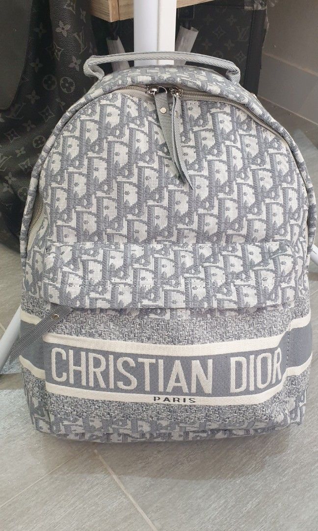 CHRISTIAN DIOR || Travel Backpack Dior Oblique Jacquard GREY/BLACK/BLUE - FASHION MYST 