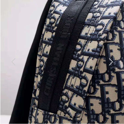 CHRISTIAN DIOR || Travel Backpack Dior Oblique Jacquard GREY/BLACK/BLUE - FASHION MYST 