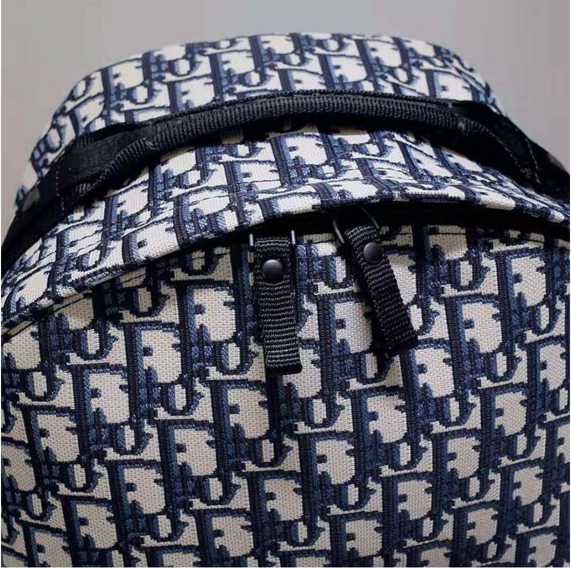 CHRISTIAN DIOR || Travel Backpack Dior Oblique Jacquard GREY/BLACK/BLUE - FASHION MYST 