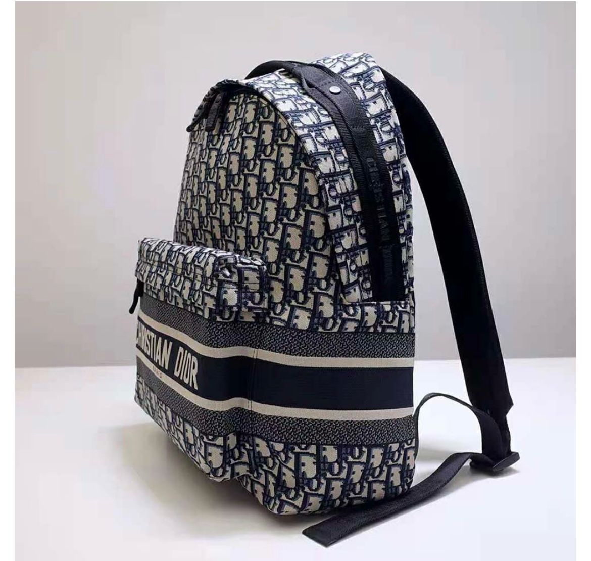 CHRISTIAN DIOR || Travel Backpack Dior Oblique Jacquard GREY/BLACK/BLUE - FASHION MYST 