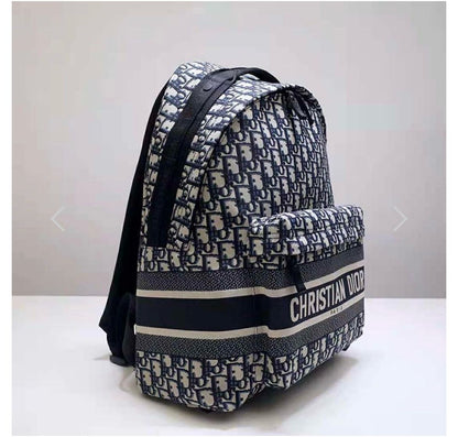 CHRISTIAN DIOR || Travel Backpack Dior Oblique Jacquard GREY/BLACK/BLUE - FASHION MYST 