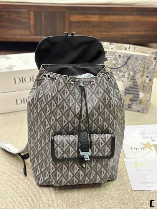 CHRISTIAN DIOR || Small Dior Hit The Road Backpack Dior Gray CD Diamond Canvas and Smooth Calfskin - FASHION MYST