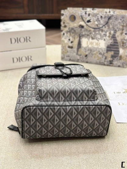 CHRISTIAN DIOR || Small Dior Hit The Road Backpack Dior Gray CD Diamond Canvas and Smooth Calfskin - FASHION MYST 