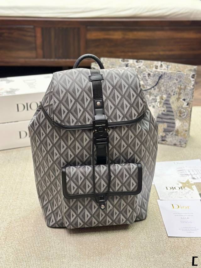 CHRISTIAN DIOR || Small Dior Hit The Road Backpack Dior Gray CD Diamond Canvas and Smooth Calfskin - FASHION MYST 