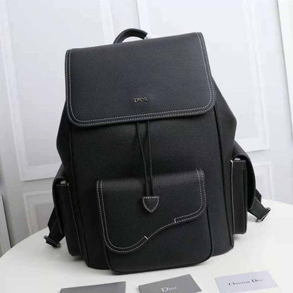 CHRISTIAN DIOR || Saddle Backpack Black Dior Oblique Jacquard and Grained Calfskin - FASHION MYST 