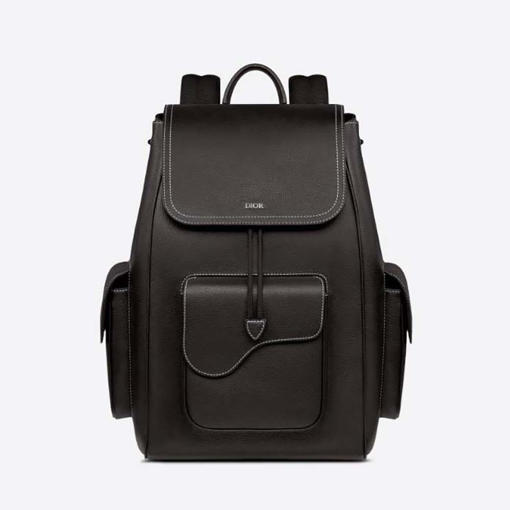 CHRISTIAN DIOR || Saddle Backpack Black Dior Oblique Jacquard and Grained Calfskin - FASHION MYST 