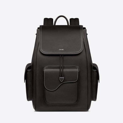 CHRISTIAN DIOR || Saddle Backpack Black Dior Oblique Jacquard and Grained Calfskin - FASHION MYST 