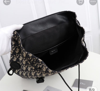 DIOR || Explorer Backpack Oblique Jacquard Black/Beige - FASHION MYST 