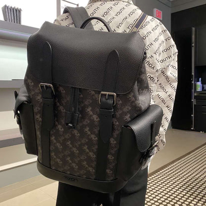 COACH || Hitch Backpack With Horse & Carriage Print Black/Grey - FASHION MYST 