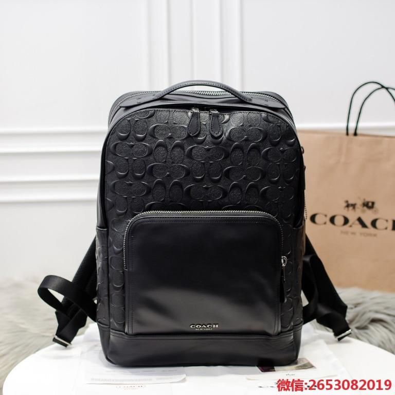 COACH || Graham Backpack In Signature Leather Black - FASHION MYST 