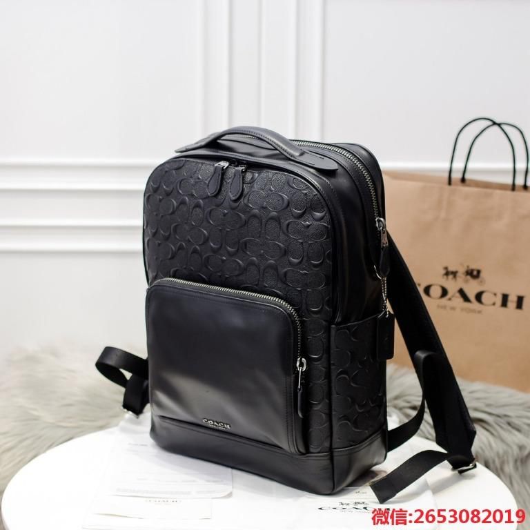 COACH || Graham Backpack In Signature Leather Black - FASHION MYST 