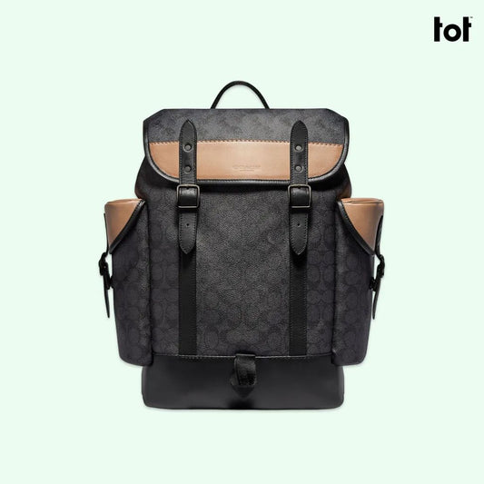 COACH || Hitch Backpack In Signature Canvas BLACK/BROWN - FASHION MYST 