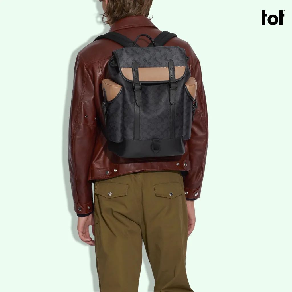 coach backpack black and brown COACH || Hitch Backpack In Signature Canvas BLACK/BROWN – FASHION MYST