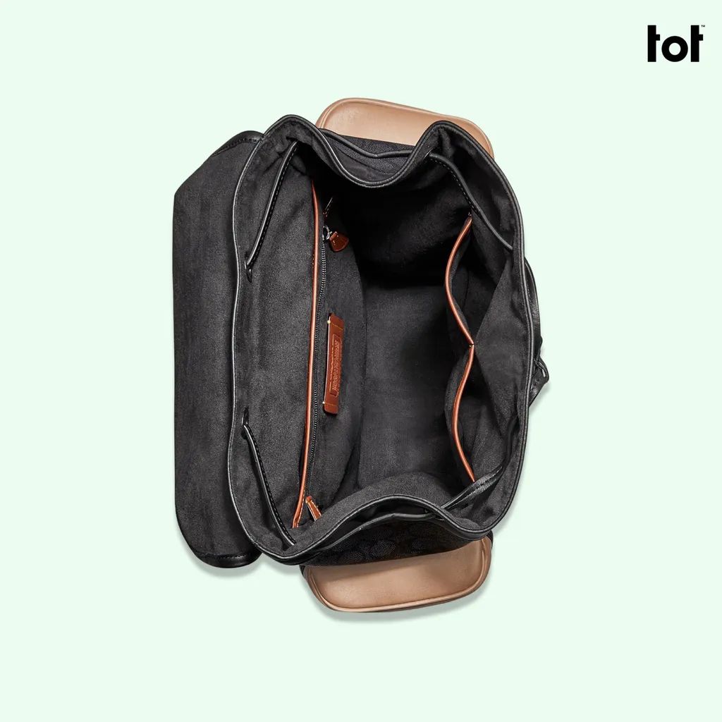 COACH || Hitch Backpack In Signature Canvas BLACK/BROWN - FASHION MYST 