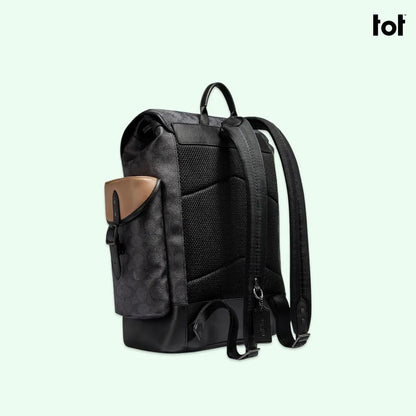 COACH || Hitch Backpack In Signature Canvas BLACK/BROWN - FASHION MYST 