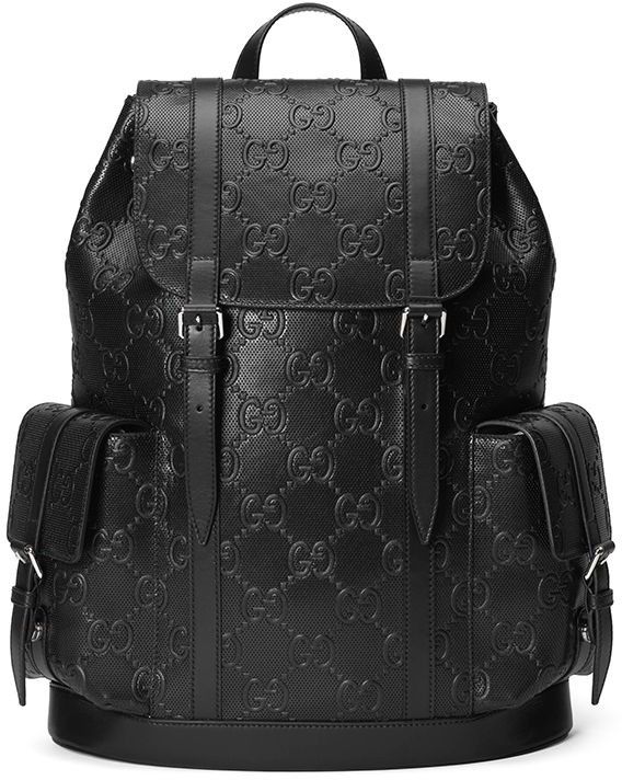 Gucci || Black GG Debossed Nylon Backpack - FASHION MYST 