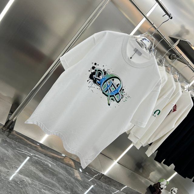 CHRISTIAN DIOR || Graffiti White Colour With Front Logo Printed Tshirt - FASHION MYST 