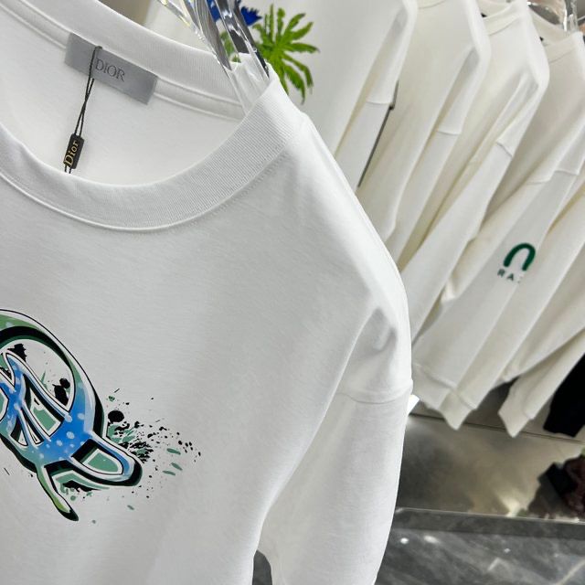 CHRISTIAN DIOR || Graffiti White Colour With Front Logo Printed Tshirt - FASHION MYST 