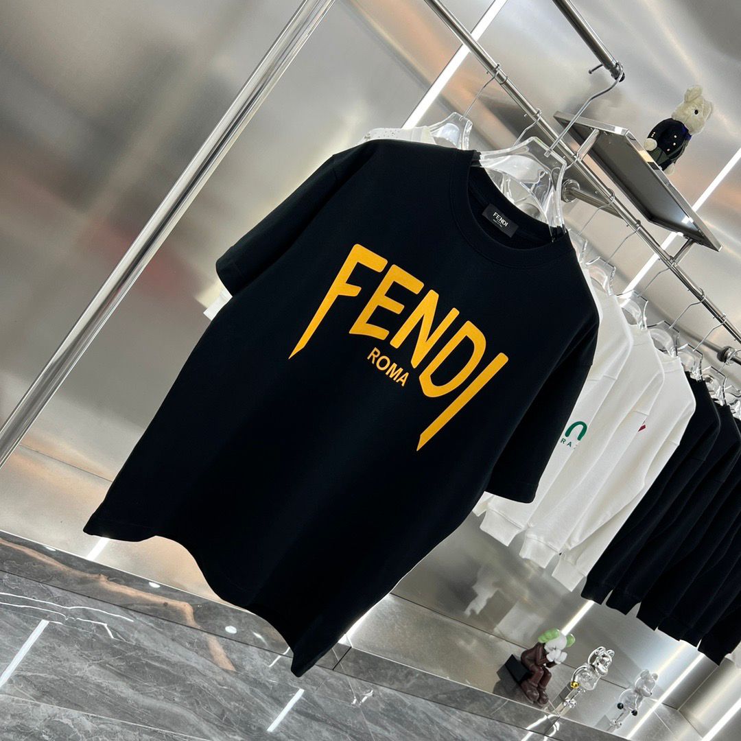 FENDI || Logo Drop Shoulder Cotton T-Shirt - FASHION MYST 