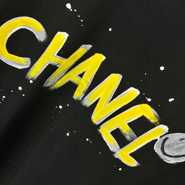 CHANEL || CLUB WEAR FRONT LOGO BACK GRAFFITI PRINT T-SHIRT - FASHION MYST 