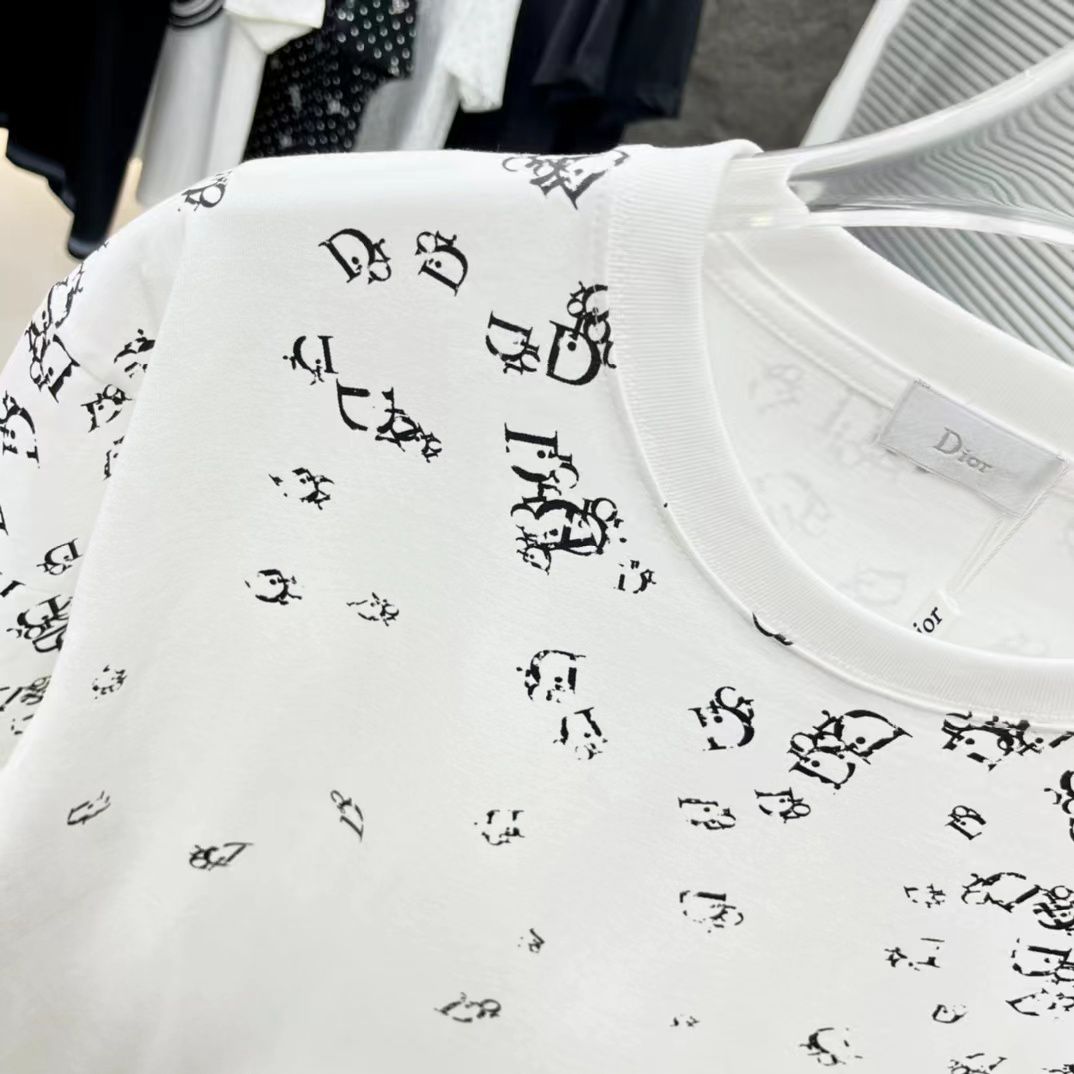 CHRISTIAN DIOR || Embellished Logo-Print T-Shirt In White - FASHION MYST 