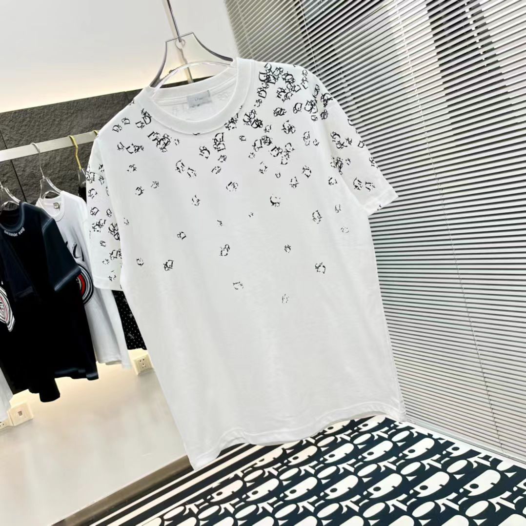 CHRISTIAN DIOR || Embellished Logo-Print T-Shirt In White - FASHION MYST 