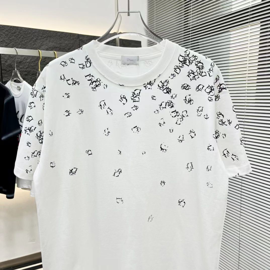 CHRISTIAN DIOR || Embellished Logo-Print T-Shirt In White - FASHION MYST 