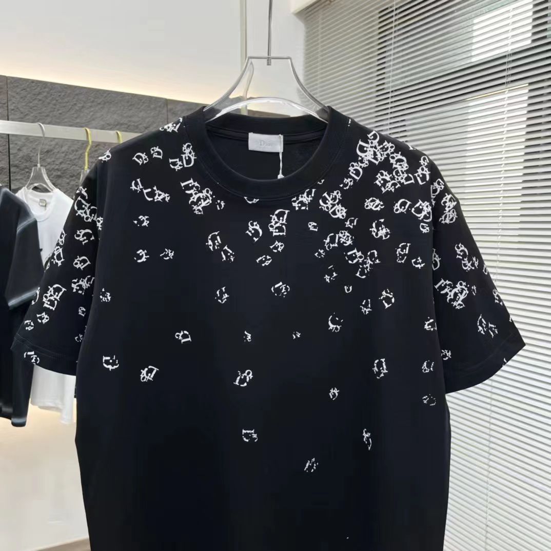 CHRISTIAN DIOR || Embellished Logo-Print T-Shirt In Black - FASHION MYST 