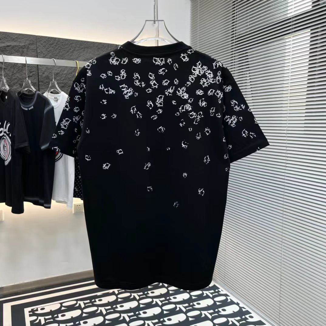 CHRISTIAN DIOR || Embellished Logo-Print T-Shirt In Black - FASHION MYST 