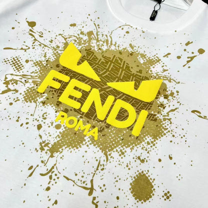 FENDI || Cat Eye Logo Short Sleeve White T-Shirts For Men - FASHION MYST 