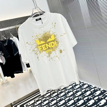 FENDI || Cat Eye Logo Short Sleeve White T-Shirts For Men - FASHION MYST 