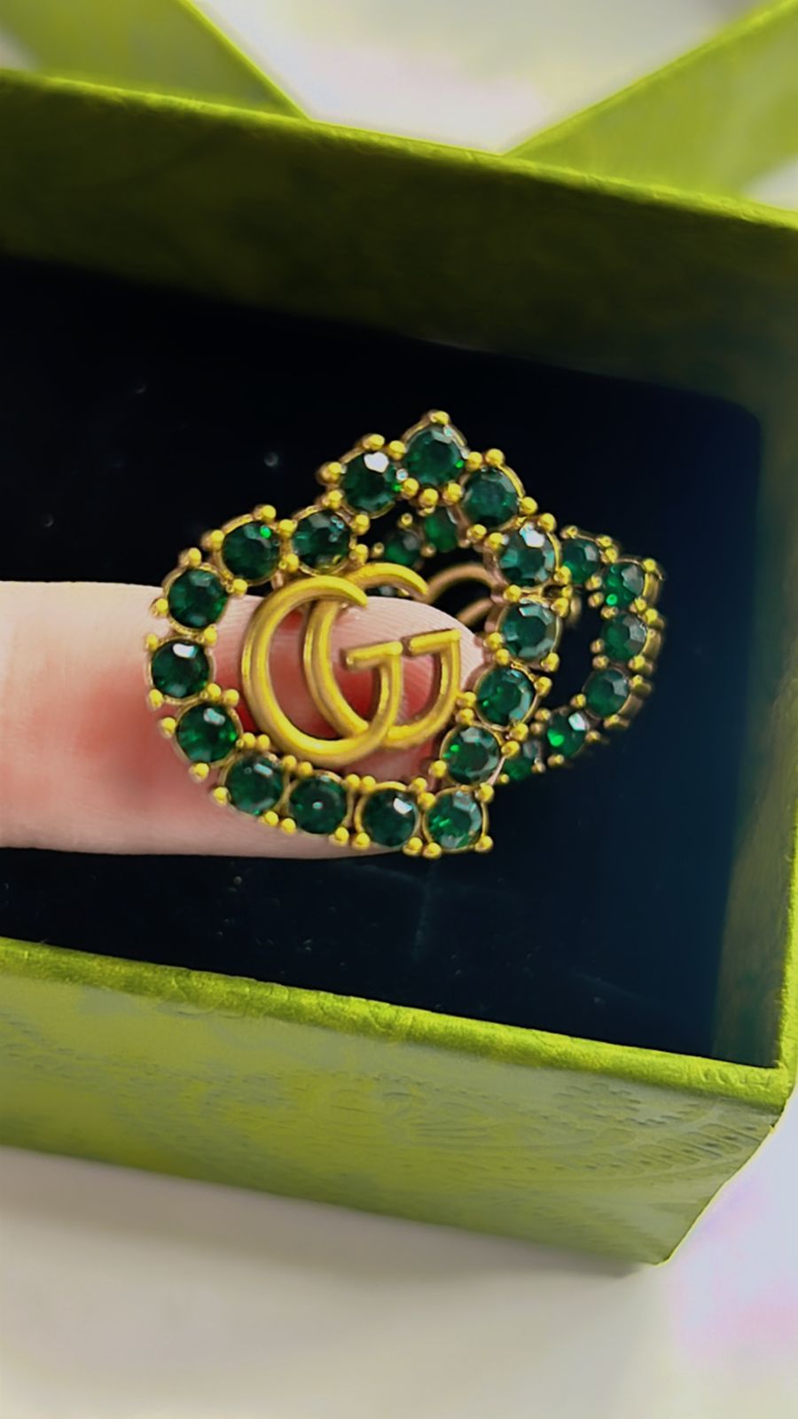 GUCCI || Heart Shape Earrings with Green Emerald Studds - FASHION MYST 