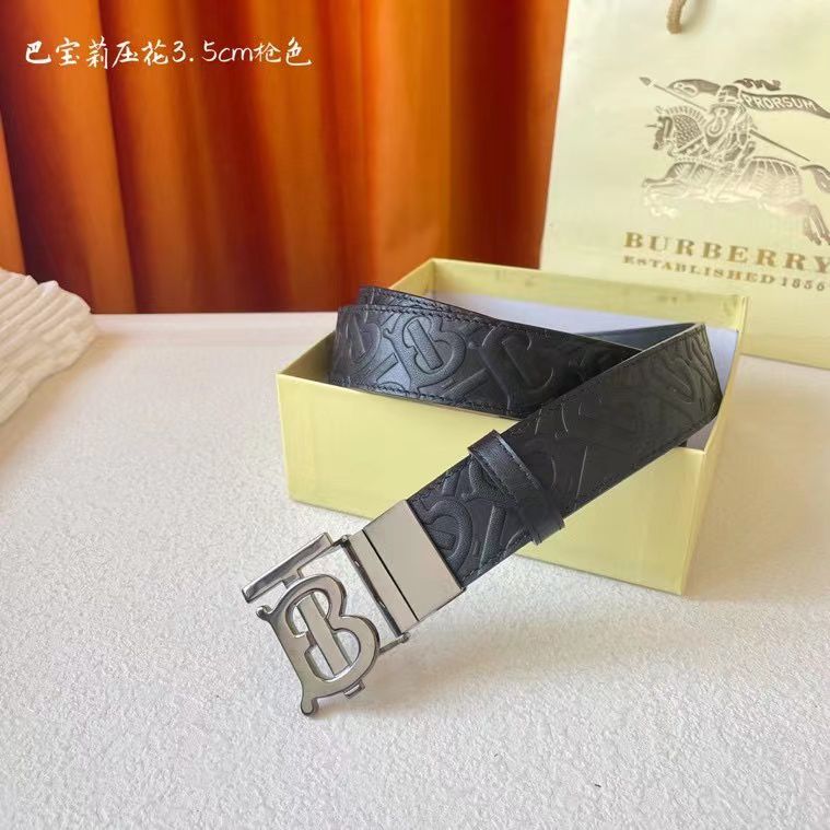 BURBERRY || TB EMBOSSED GRID REVERSIBLE BELT FOR MEN - FASHION MYST 