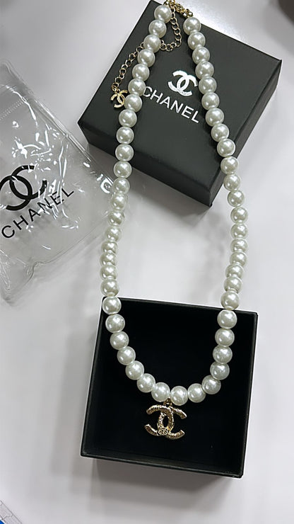 CHANEL || Ivory Colour Faux Pearl Strand CC Necklace - FASHION MYST 