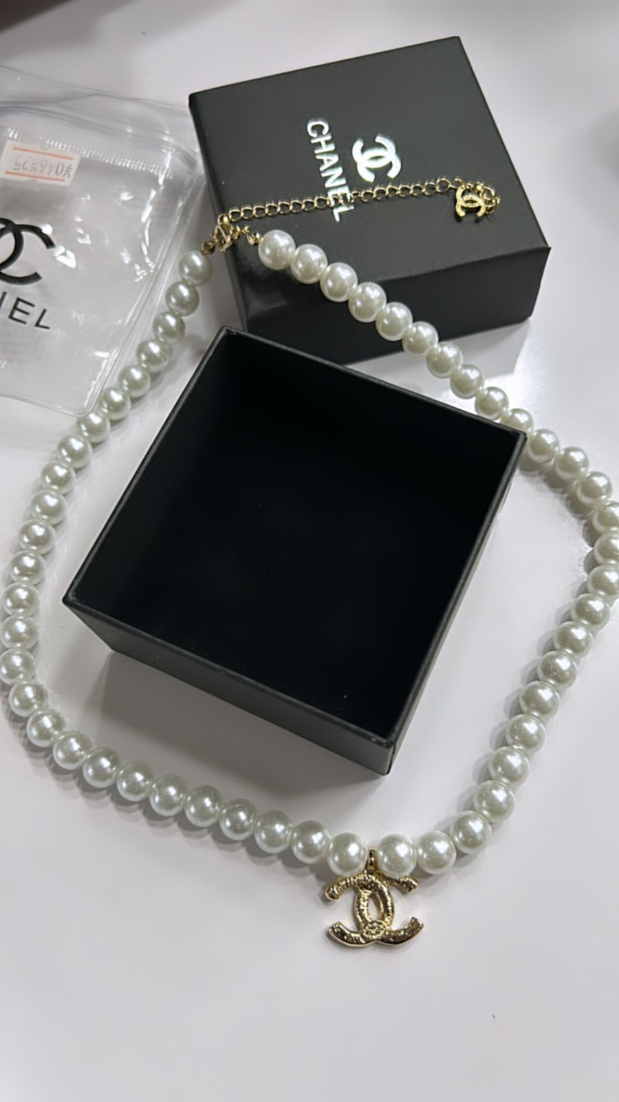 CHANEL || Ivory Colour Faux Pearl Strand CC Necklace - FASHION MYST 