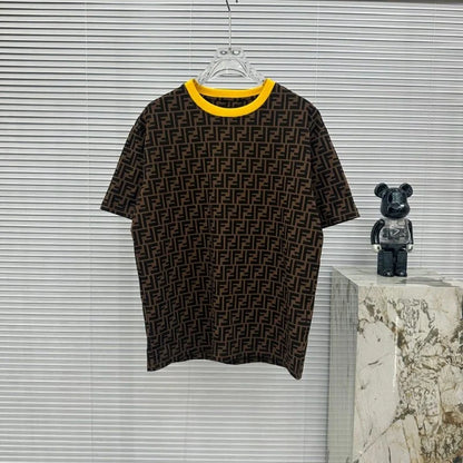 FENDI || Crew Neck Monogram Street Style Cotton Short Sleeves T-Shirt /BROWN - FASHION MYST 