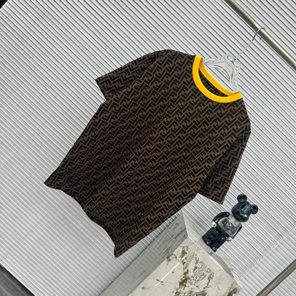 FENDI || Crew Neck Monogram Street Style Cotton Short Sleeves T-Shirt /BROWN - FASHION MYST 