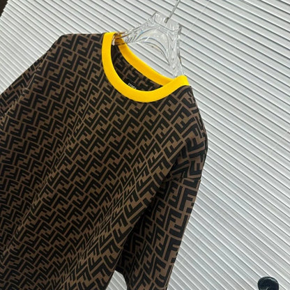 FENDI || Crew Neck Monogram Street Style Cotton Short Sleeves T-Shirt /BROWN - FASHION MYST 