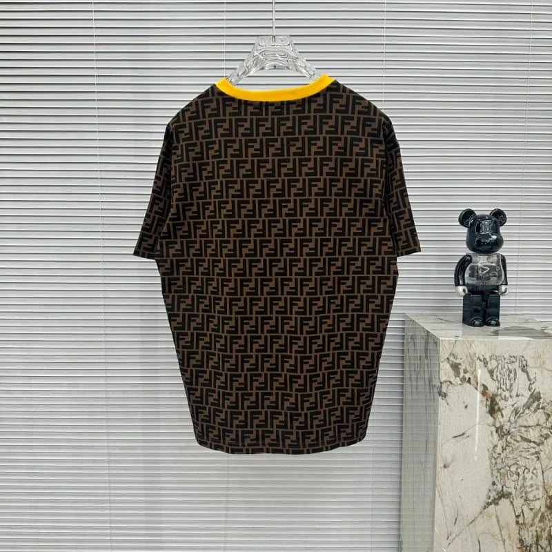 FENDI || Crew Neck Monogram Street Style Cotton Short Sleeves T-Shirt /BROWN - FASHION MYST 