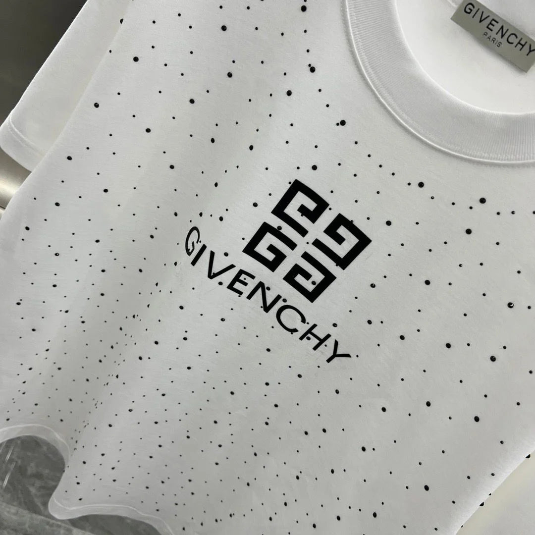 GIVENCHY || WHITE 4G LOGO SWAROVSKI DESIGNER T-SHIRT - FASHION MYST 