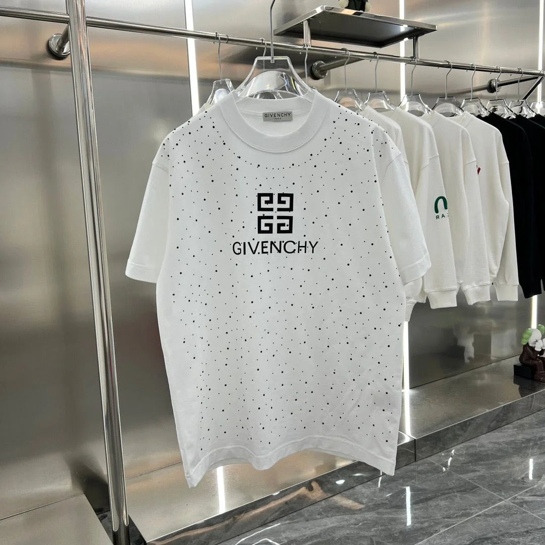 GIVENCHY || WHITE 4G LOGO SWAROVSKI DESIGNER T-SHIRT - FASHION MYST 