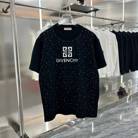 GIVENCHY || BLACK 4G LOGO SWAROVSKI DESIGNER T-SHIRT - FASHION MYST 