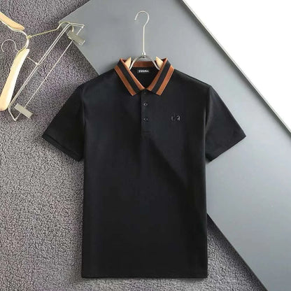 ZEGNA || Slim Fit Polo T-Shirt With Logo Embroidery - FASHION MYST 