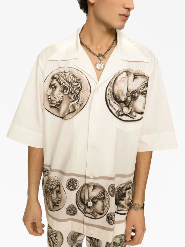 Dolce & Gabbana | Button-down Street Style Cotton Short Sleeves Shirt Front Button - FASHION MYST 