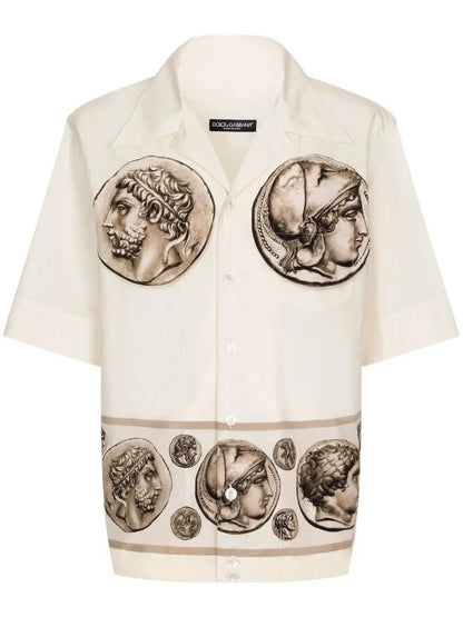 Dolce & Gabbana | Button-down Street Style Cotton Short Sleeves Shirt Front Button - FASHION MYST 