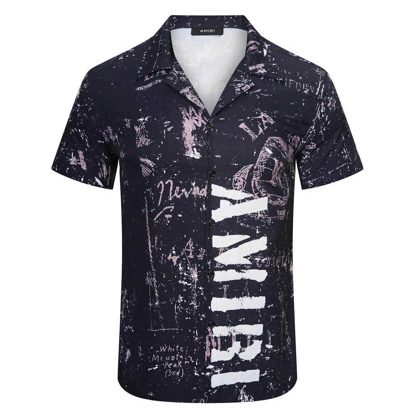 AMIRI || Black Army Stencil Camp Shirt - FASHION MYST 