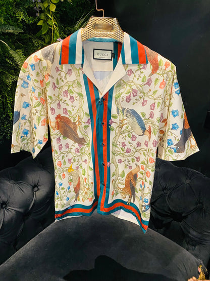 GUCCI || Camp Collar Printed Silk Shirt - FASHION MYST 