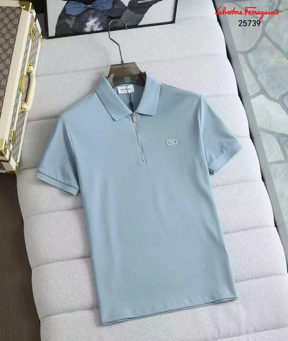 SALVATORE FERRAGAMO Half Zip Sport Polo Tees FASHION MYST
