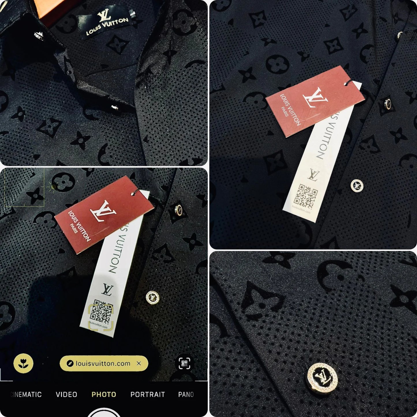 LOUIS VUITTON || High End Quality Self Emboosed Valvet Flocking Fabric Shirt - FASHION MYST 