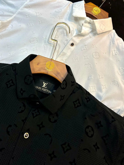 LOUIS VUITTON || High End Quality Self Emboosed Valvet Flocking Fabric Shirt - FASHION MYST 